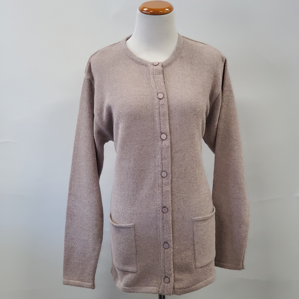 Ladies Plain Chenille Button Cardigan - UK Sweater House