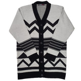 Ladies Jacquard Pattern Long Cardigan - UK Sweater House